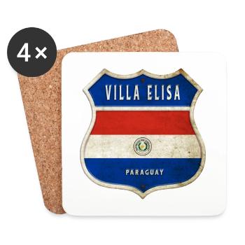Villa Elisa Paraguay coat of arms flag design - Coasters (set of 4) - white - Front