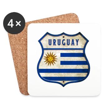 Design des armoiries du drapeau de l'Uruguay - Dessous de verre (lot de 4) - blanc - Devant