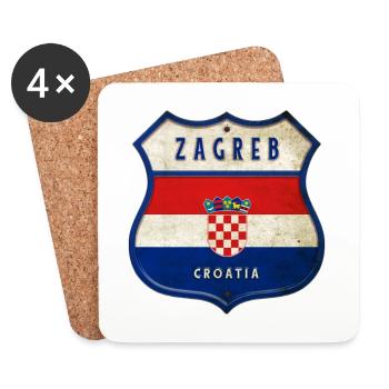 Zagreb Kroatien Flaggen Wappen Design - Untersetzer (4er-Set) - Weiß - Vorne