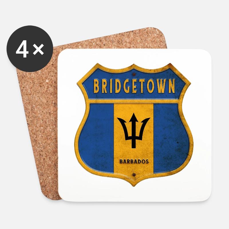 Bridgetown Barbados Wappen Flaggen Design - Untersetzer (4er-Set) - Weiß