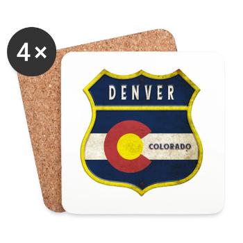 Design des armoiries de Denver (Colorado) - Dessous de verre (lot de 4) - blanc - Devant