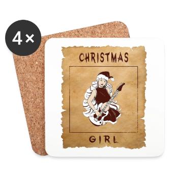 Fille de Noël - Dessous de verre (lot de 4) - blanc - Devant