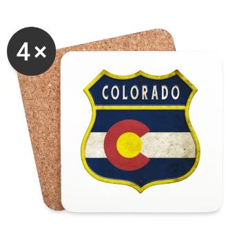 Design des armoiries du Colorado - Dessous de verre (lot de 4) - blanc - Devant