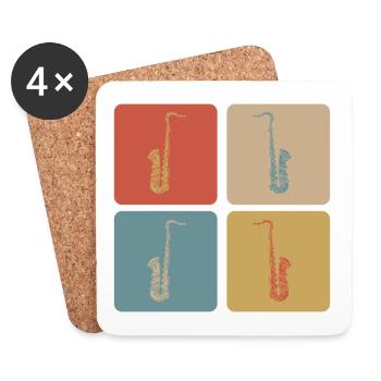 Design de saxophone - Dessous de verre (lot de 4) - blanc - Devant