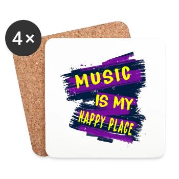 La musique est mon endroit préféré - Dessous de verre (lot de 4) - blanc - Devant