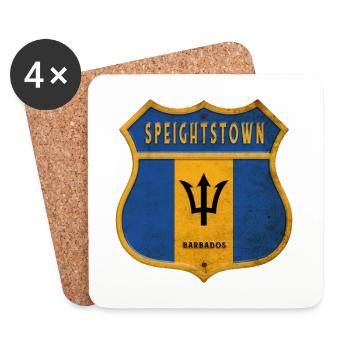 Drapeaux de Speightstown Barbade - Dessous de verre (lot de 4) - blanc - Devant