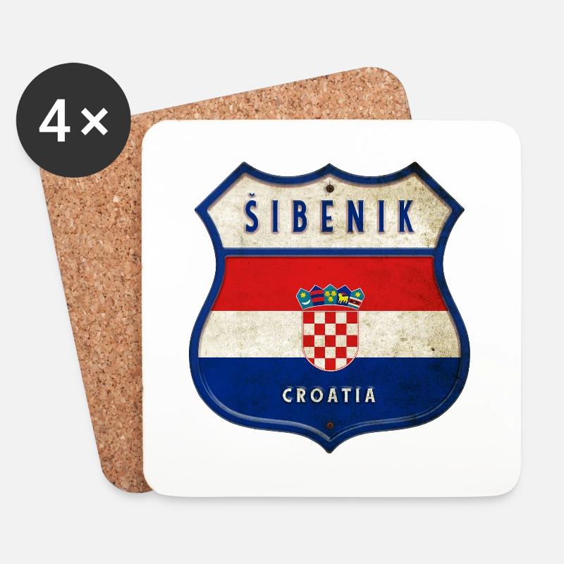 Šibenik Kroatien Flaggen Wappen Design - Untersetzer (4er-Set) - Weiß