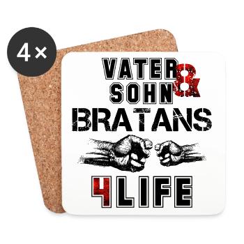 Vater und Sohn Bratans fürs Leben Geschenk - Untersetzer (4er-Set) - Weiß - Vorne