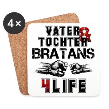 Vater und Tochter Bratans fürs Leben Geschenk - Untersetzer (4er-Set) - Weiß - Vorne