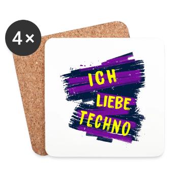 Ich liebe Techno - Untersetzer (4er-Set) - Weiß - Vorne