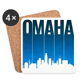 Omaha Skyline Blau Gradient - Untersetzer (4er-Set) - Weiß - Vorne