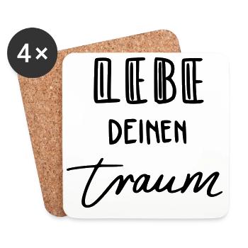Lebe deinen Traum - Untersetzer (4er-Set) - Weiß - Vorne