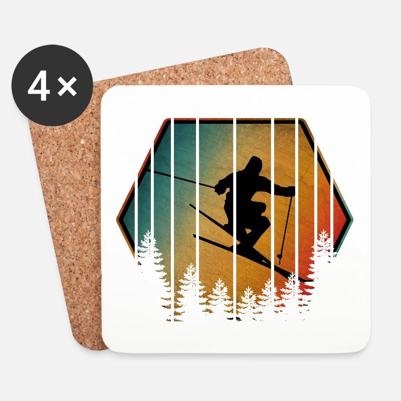 VINTAGE SKI - Untersetzer (4er-Set) - Weiß