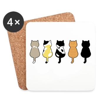 Drôles de chats orange / chats orange sont les meilleurs - Dessous de verre (lot de 4) - blanc - Devant