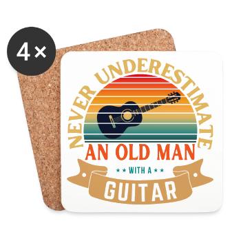 NEVER UNDERESTIMATE AN OLD MAN WITH A GUITAR - Coasters (set of 4) - white - Front