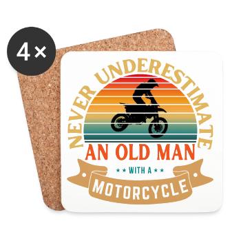 UNTERSCHÄTZEN SIE NIEMALS EINEN ALTEN MANN MIT EINEM MOTORRAD - Untersetzer (4er-Set) - Weiß - Vorne