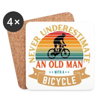 NEVER UNDERESTIMATE AN OLD MAN WITH A BICYCLE - Coasters (set of 4) - white - Front