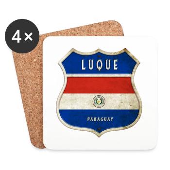 Luque Paraguay Wappen Flaggen Design - Untersetzer (4er-Set) - Weiß - Vorne