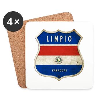 Limpio Paraguay Wappen Flaggen Design - Untersetzer (4er-Set) - Weiß - Vorne