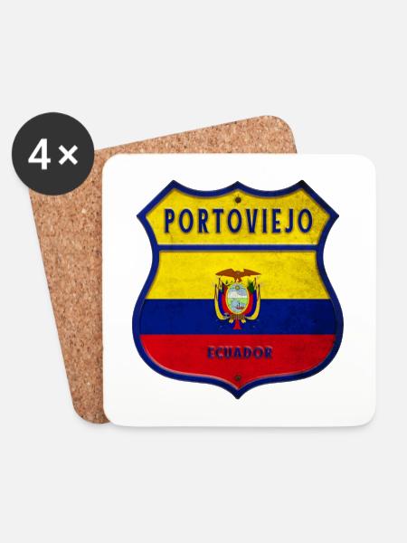 Portoviejo Ecuador Wappen Flaggen Design - Untersetzer (4er-Set) - Weiß