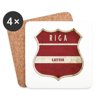 Riga Lettland Wappen Flaggen Design - Untersetzer (4er-Set) - Weiß - Vorne