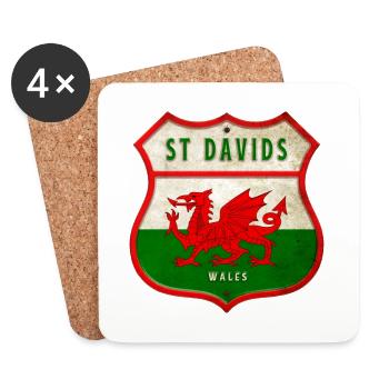St Davids Wales Wappen Flaggen Design - Untersetzer (4er-Set) - Weiß - Vorne