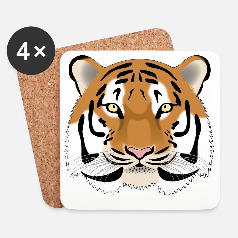 Tiger Kopf - farbig - Untersetzer (4er-Set) - Weiß