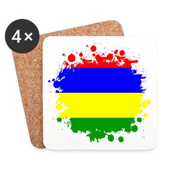 Mauritius Klecks Flaggen Design - Untersetzer (4er-Set) - Weiß - Vorne
