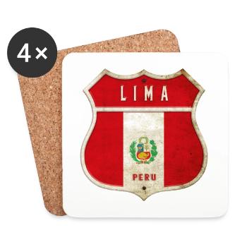 Lima Peru coat of arms flag design - Coasters (set of 4) - white - Front