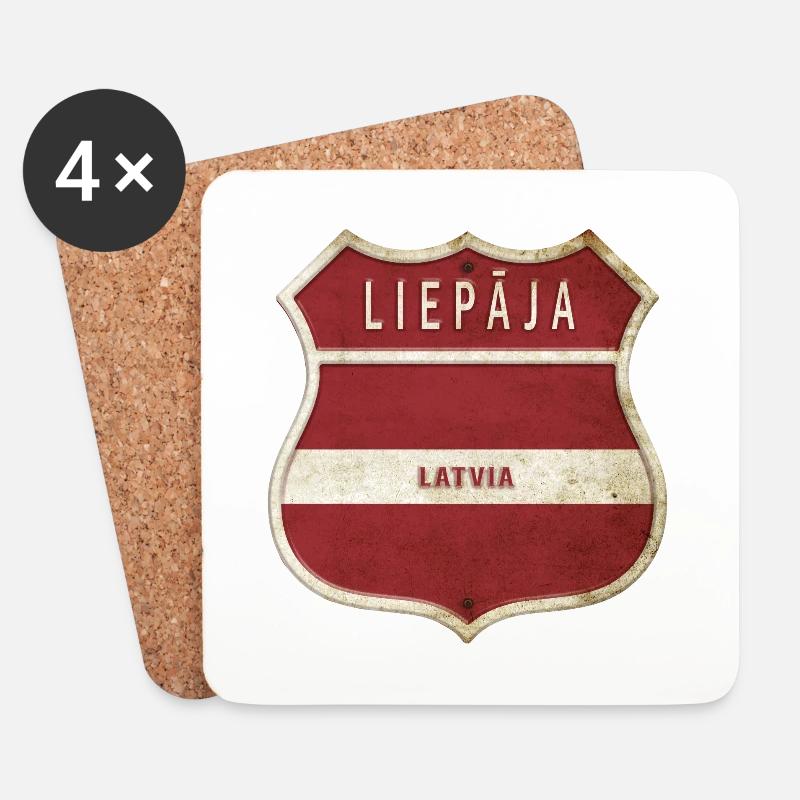 Liepāja Lettland Wappen Flaggen Design - Untersetzer (4er-Set) - Weiß