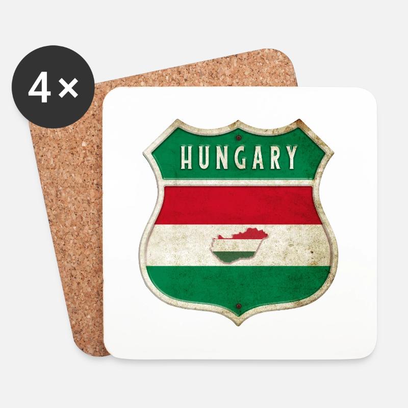 Ungarn Wappen Flaggen Design - Untersetzer (4er-Set) - Weiß