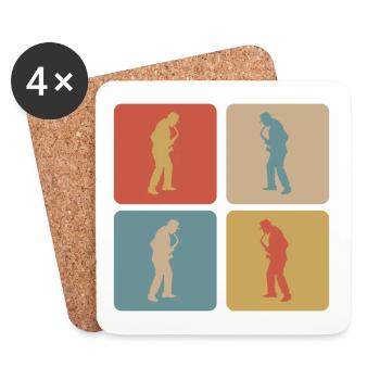 Design de saxophone - Dessous de verre (lot de 4) - blanc - Devant