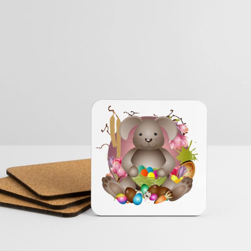 small Easter with Easter nest full of Easter eggs Coasters (set of 4)