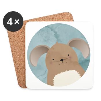 cute rabbit with floppy ears in watercolor patch - Coasters (set of 4) - white - Front