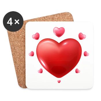 Love - Valentine's Day - Hearts - Coasters (set of 4) - white - Front