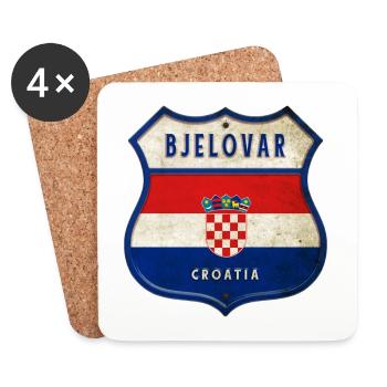 Bjelovar Croatie Drapeaux Design d'armoiries - Dessous de verre (lot de 4) - blanc - Devant