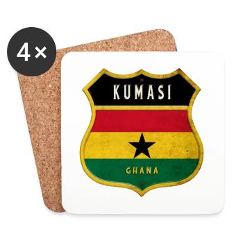 Design du drapeau des armoiries de Kumasi - Dessous de verre (lot de 4) - blanc - Devant