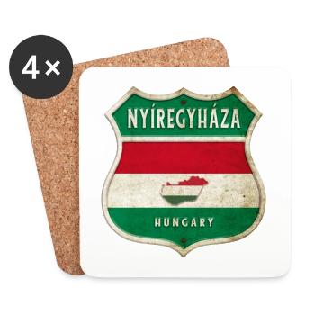 Design du drapeau de Nyíregyháza (Hongrie) - Dessous de verre (lot de 4) - blanc - Devant