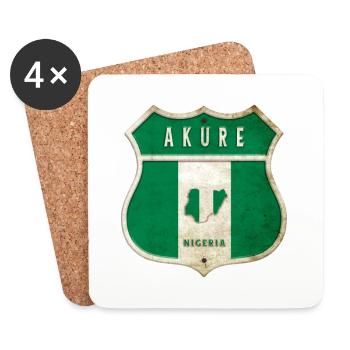 Akure Nigeria coat of arms flag design - Coasters (set of 4) - white - Front