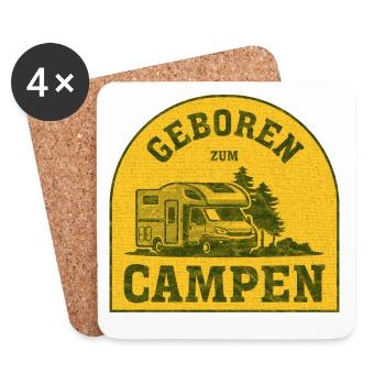 Campen Vintage Badge Motiv - Untersetzer (4er-Set) - Weiß - Vorne