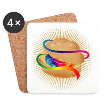 Illustration d’une bouffée à la crème colorée - Dessous de verre (lot de 4) - blanc - Devant