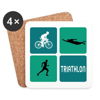Design sportif pour le triathlon - Dessous de verre (lot de 4) - blanc - Devant