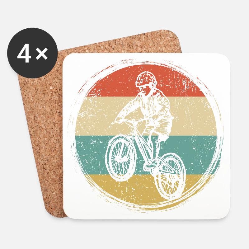 Retro BMX Rider Circle - Untersetzer (4er-Set) - Weiß