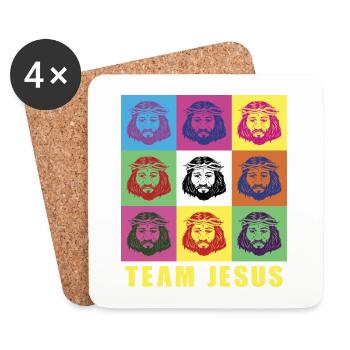 Team Jesus - Untersetzer (4er-Set) - Weiß - Vorne