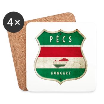 Design du drapeau de Pécs (Hongrie) - Dessous de verre (lot de 4) - blanc - Devant