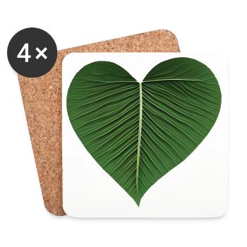 Green Leaf Heart - Coasters (set of 4) - white - Front