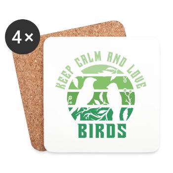 Keep calm and love birds - Coasters (set of 4) - white - Front