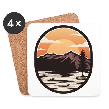 Lever de soleil dans les montagnes - Dessous de verre (lot de 4) - blanc - Devant