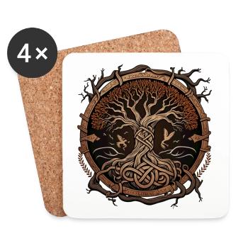 Yggdrasil - Untersetzer (4er-Set) - Weiß - Vorne