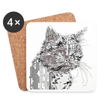 ASCII Cat - Untersetzer (4er-Set) - Weiß - Vorne